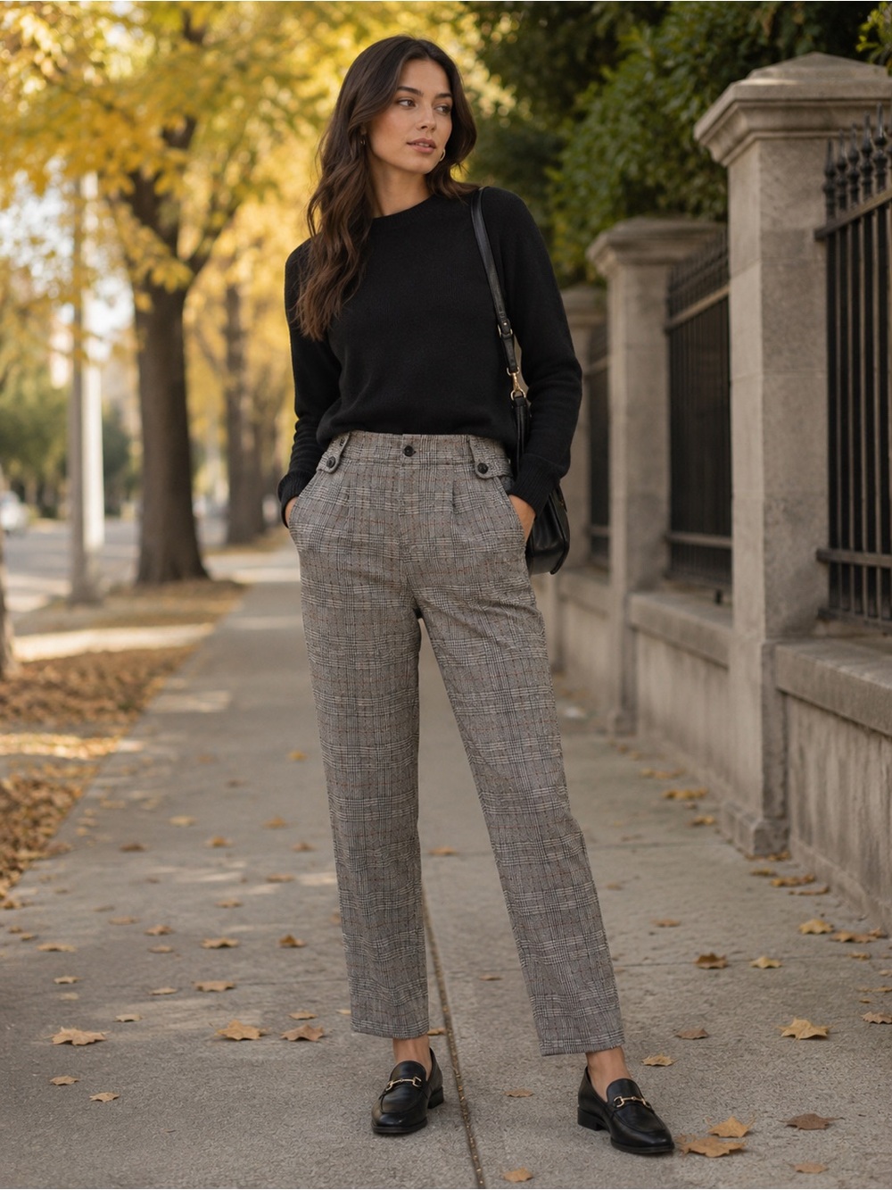 ZMS Grey Plaid Tailored High Waist Cropped Ankle Pants Size Large